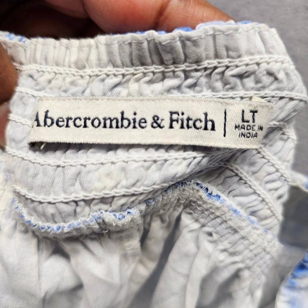 Abercrombie & Fitch Dress Womens LT Maxi Blue Floral Linen Blend EUC